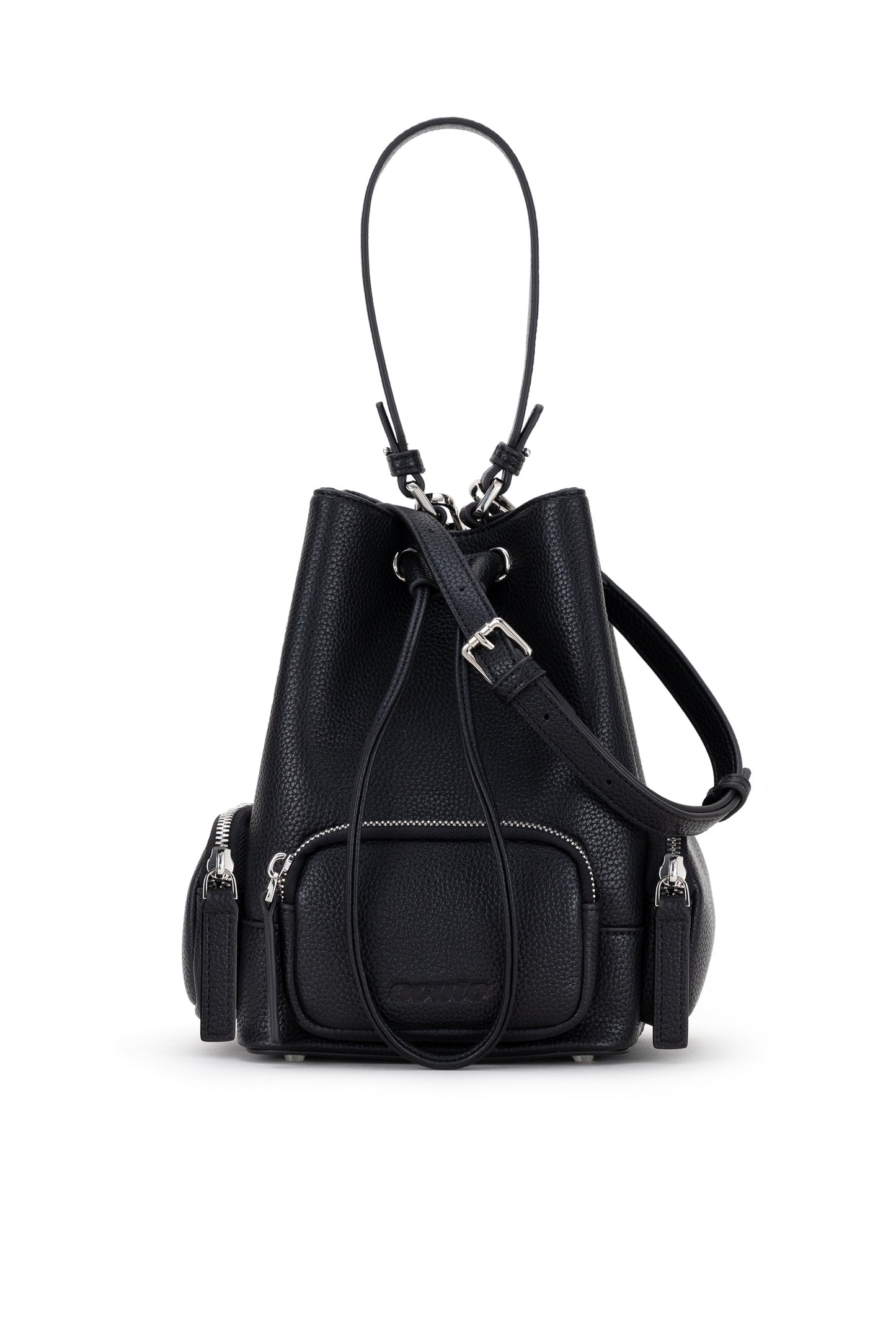 Bucket Bag in Black Pebble