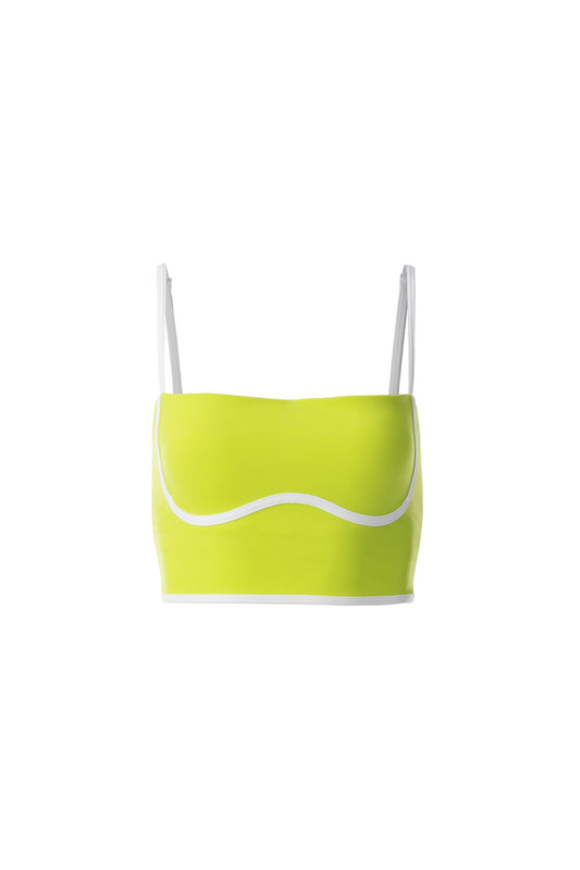 Crop Top with Line Detail in Chartreuse