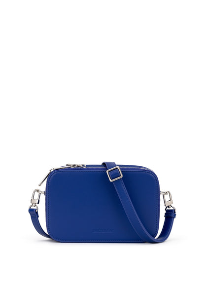 Double Zip Crossbody Bag in Deep Blue