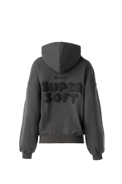 Oversized Super Soft Hoodie with Puff Print in Dark Grey