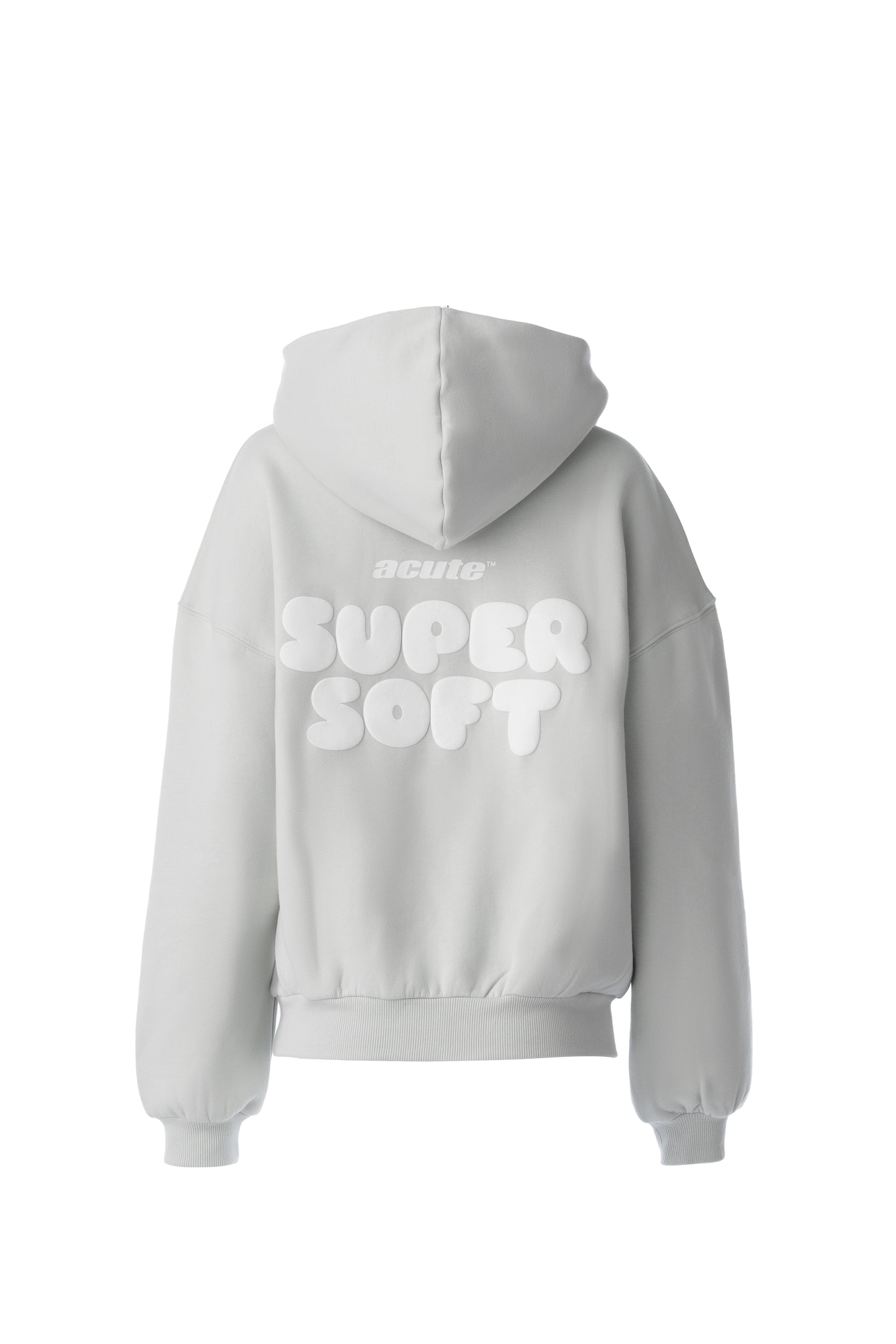 Oversized Super Soft Hoodie with Puff Print in Light Grey