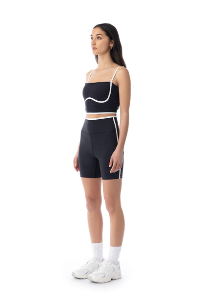 Bike Shorts with Line Detail in Black